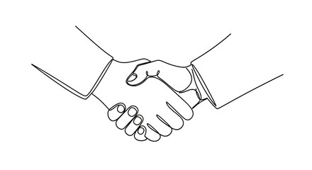 Minimalist Handshake Line Art: Business Collaboration and Agreement Illustration