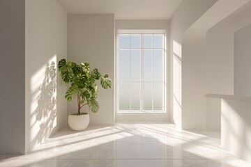 Fototapeta premium Minimalist interior with sunlight
