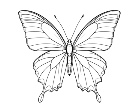 Elegant butterfly outline PNG with transparent background, stylish minimal design.