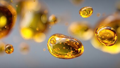 Abstract image of translucent, golden droplets