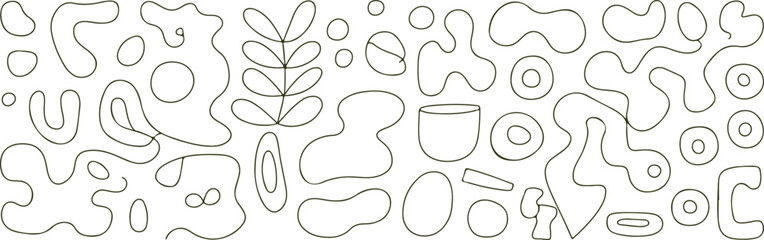 Abstract continuous line art collection with organic shapes, botanical elements and minimalist modern design for decoration
