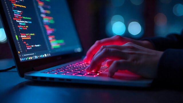 IT Programmer Working on Computer with Code on Screen &ndash; Software Development Concept