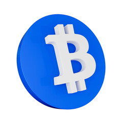 3D Rendered Bitcoin Symbol on a Blue Circle
