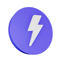 3D Rendered Lightning Bolt Icon in Vibrant Purple