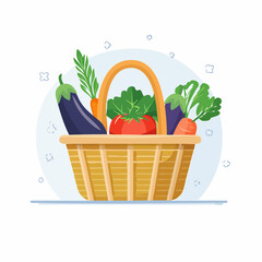 Colorful Basket Filled With Fresh Vegetables