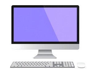 Fototapeta premium Computer monitor, keyboard, and mouse. Flat illustration