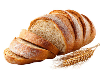 Artisan Bread Loaf Slices with Wheat, Bakery, Food Photography