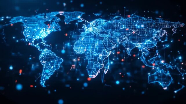 Global digital network connectivity, global telecommunications technology companies, technology business. 4k video