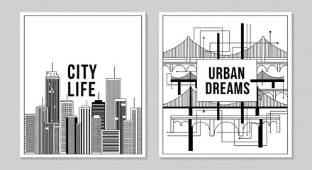 Graphic Urban Landscapes in Black and White Contrast Designs