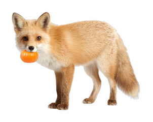 Obraz premium PNG Fox sniffing a pumpkin candle background wildlife animal.