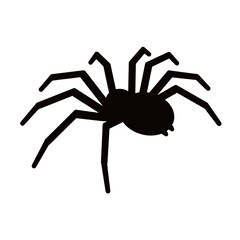 black and white silhouette of a spider on a white background