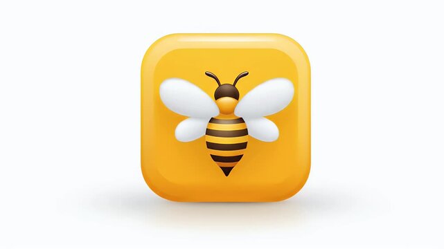 Adorable 3D Bee Icon: Animated Honeycomb App Design