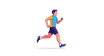 Obraz premium Dynamic vector illustration of a male athlete in motion during a run showcasing fitness and wellness activities isolated against a white background