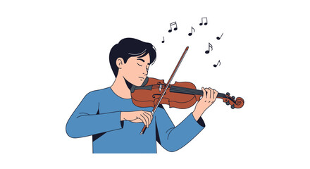 Fototapeta premium Enraptured violinist performing with musical notes floating around in a dreamlike state