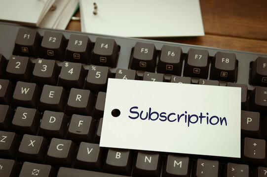 There is word card with the word Subscription. It is as an eye-catching image.