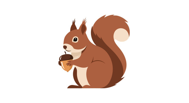 Charming squirrel clutching acorn illustration capturing the essence of woodland wildlife in a delightful and engaging artistic composition