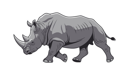 Fototapeta premium Stylized rhinoceros illustration featuring distinct line work on a clean white background, ideal for wildlife or conservation related design themes