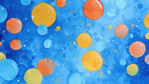 Watercolor circles on a blue background