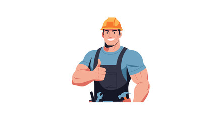Confident construction worker giving thumbs up gesture for approval
