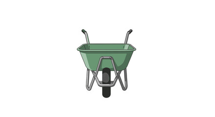 Illustration of a sturdy green wheelbarrow isolated on a clear background
