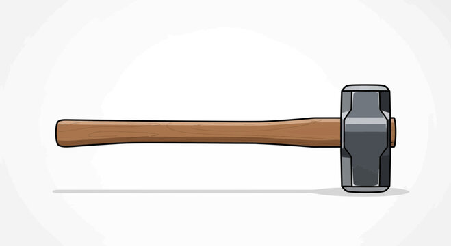 Illustration of a sledgehammer with a wooden handle against white background