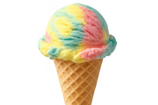 Delicious rainbow ice cream scoop on transparent background