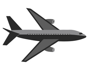 Monochrome Airplane Travel Vector Illustration

