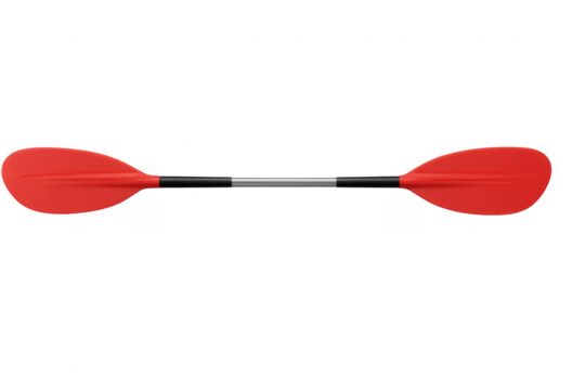 Red kayak paddle isolated on transparent background
