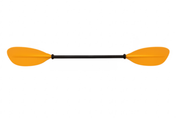 Double paddle with orange blades and black shaft on transparent background