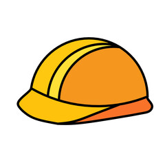 Cartoon Style Isolated Construction Hard Hat Protective Gear Simple Illustration