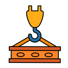 Bold Outline Construction Crane Lifting Object Icon Illustration in Detail