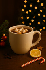 A cup of hot chocolate during christmas