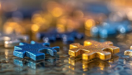 Close-up of colorful puzzle pieces
