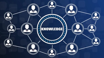 Network of People Connected to Central Knowledge Hub with Abstract Background Keywords: network, people, connection, knowledge, hub, communication, teamwork, collaboration, business, ideas