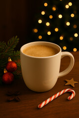 A cup of coffee during christmas