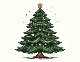 Detailed Christmas tree illustration