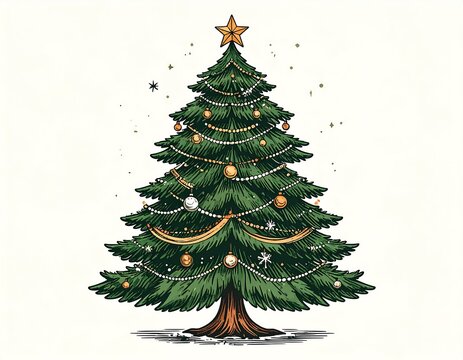 Detailed Christmas tree illustration
