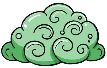 Naklejka premium Stylized Green Asian Cloud Illustration Cartoon Style Vector Art