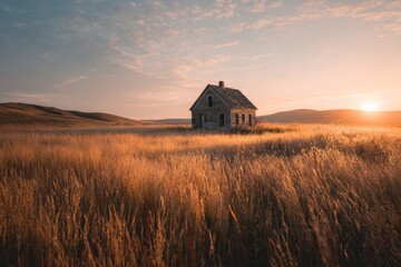 Abandoned farmhouse at sunrise (1)