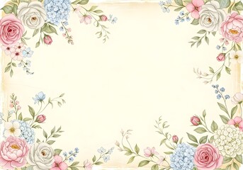 Shabby chic pastel floral frames with roses, peonies, and lace details. Soft, romantic, vintage-inspired designs, perfect for invitation, templates or elegant product showcases.