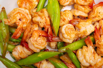 top view homemade stir-fried shrimp balls