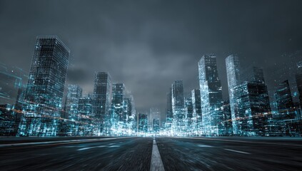 Futuristic city street at night (1)
