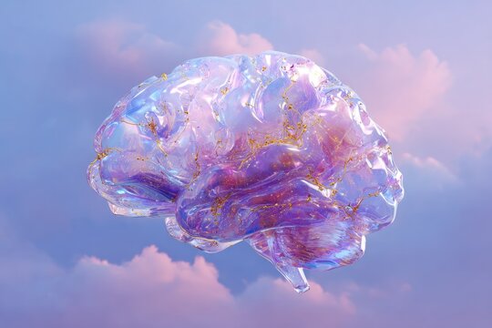 Abstract brain, iridescent, ethereal