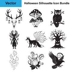 Enchanted Forest and Mythical Creature Illustration Icon Set