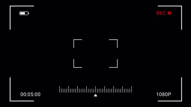       Smartphone video camera frame grid, recording overlay frame with timecode counter, vertical camera streaming recorder, footage. rec text camera recording icon blink animation,
