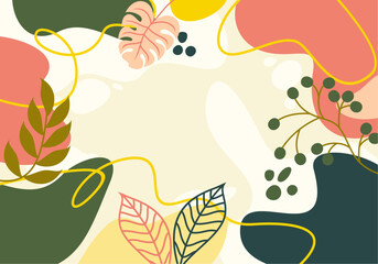 Abstract Composition with Organic Shapes and Botanical Elements