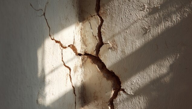Cracked wall with sunlight
