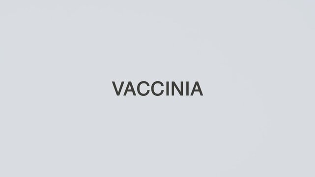 Vaccinia concept word hand holding stethoscope on white background for viral monitoring, diagnosis, treatment, prevention, wellness, and immunization health awareness