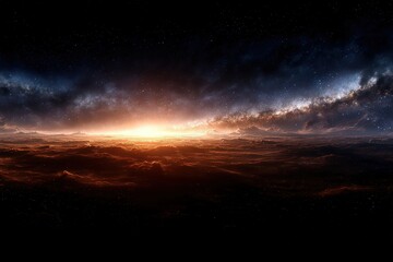 Fototapeta premium Cityscape Sunset View In Space