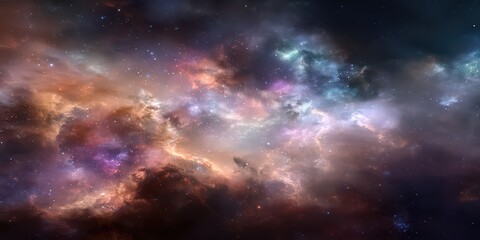Fototapeta premium Vast Colorful Space Nebula With Stars